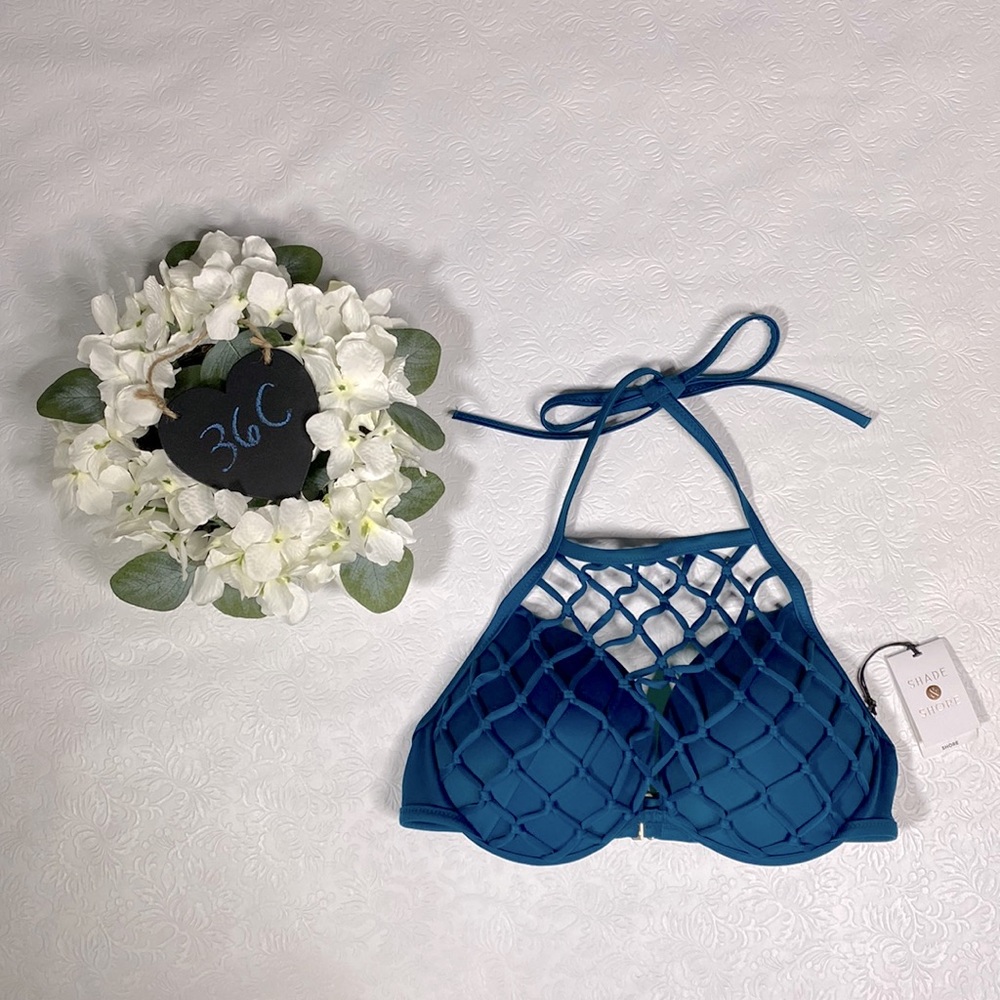 Shade & Shore Lift Halter Bikini Top Dark Teal 36C
